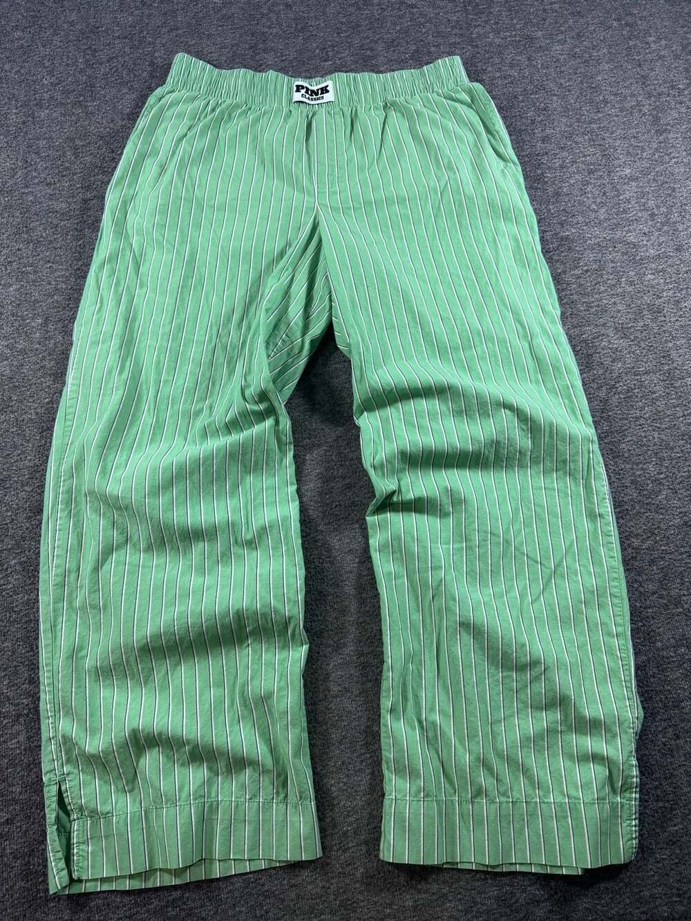 PINK Victoria's Secret Classics Green Striped Boyfriend Boxer Pajama Pants (M-L)